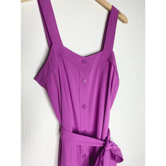 EVERLANE Japanese Goweave Button Up Picnic Midi Dress in Magenta Pink NWT US 10 - Picture 7 of 13